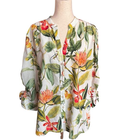 Chico's Tops - Chicos Womens Size 3.5, XL Floral Button Down Shirt Top Cotton
